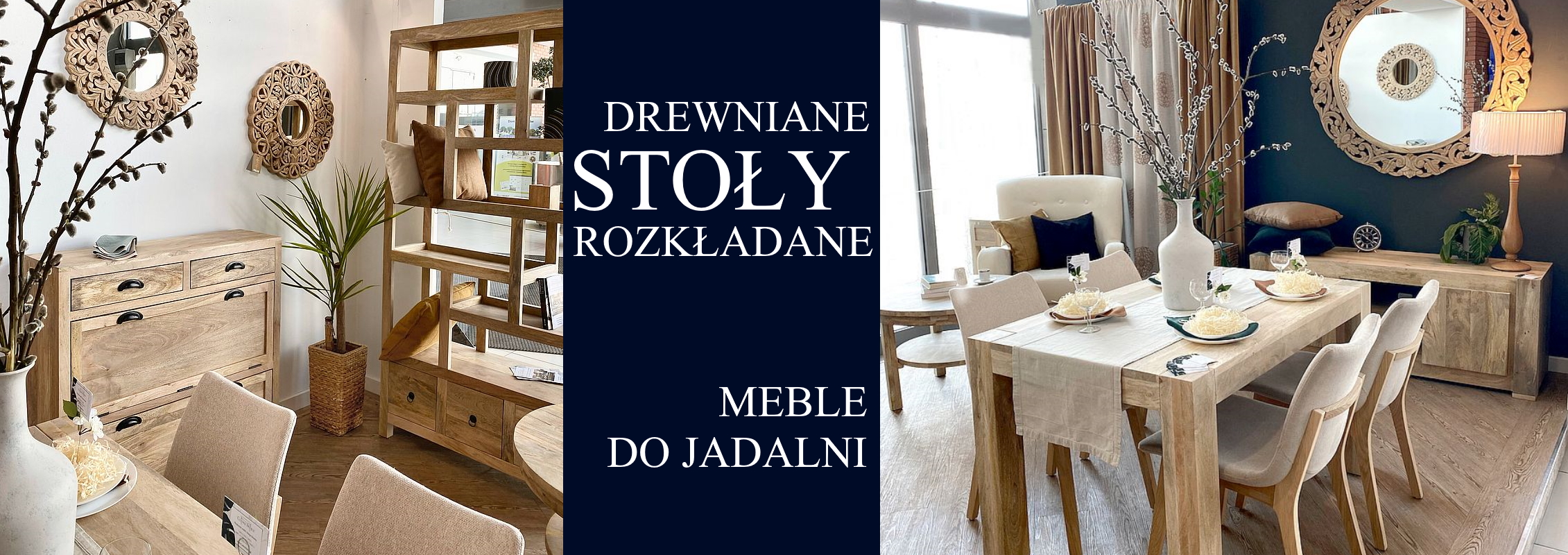 Drewniane rozkładane stoły z dostawkami do jadalni