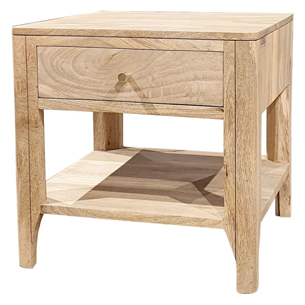 MILANO Couchtisch aus Holz 50X50 cm mit Mangoholz im Farbton NATURA