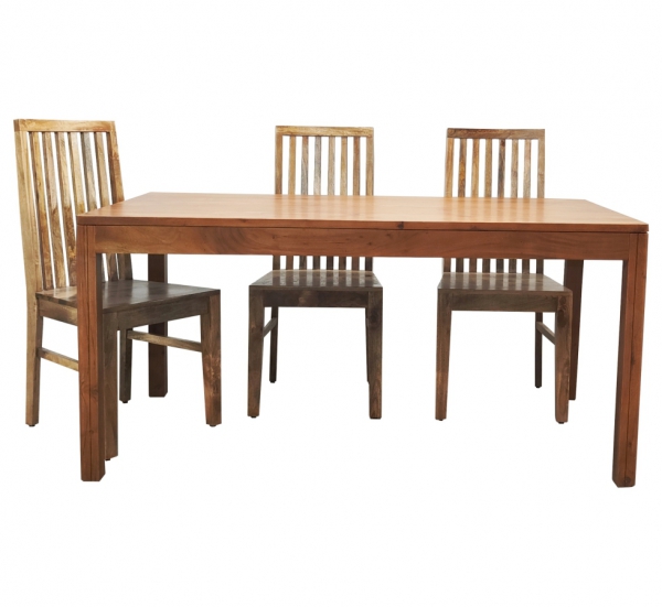 Ausziehbarer Holztisch MILANO 140x90 cm aus Akazie in der Farbe AMBER