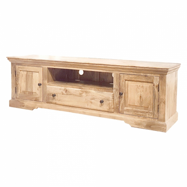 TV-Schrank 180 cm NEW YORK mit Ablage aus massivem Mangoholz im Naturton