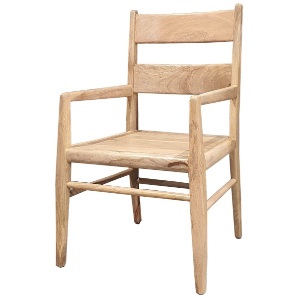 KARLO 2 Holzstuhl mit Mango in NATURAL-Farbe mit Armlehne