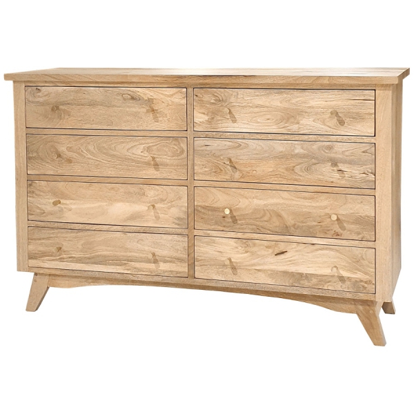 BONN Holzkommode 140 cm mit Akazienschubladen – Farbe BERNSTEIN