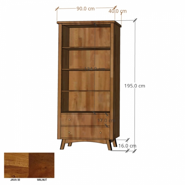 Holzregal BONN mit Schubladen aus Akazienholz - Farbe JAVA 50