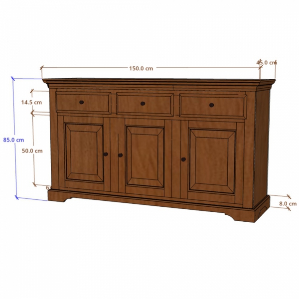 Klassische Kommode 150 cm aus indischer Akazie