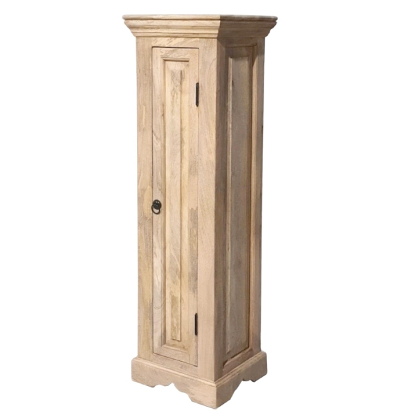 Große NEW YORK Säule aus masywny Mangoholz mit Schrank, 120 cm, Naturfarbe