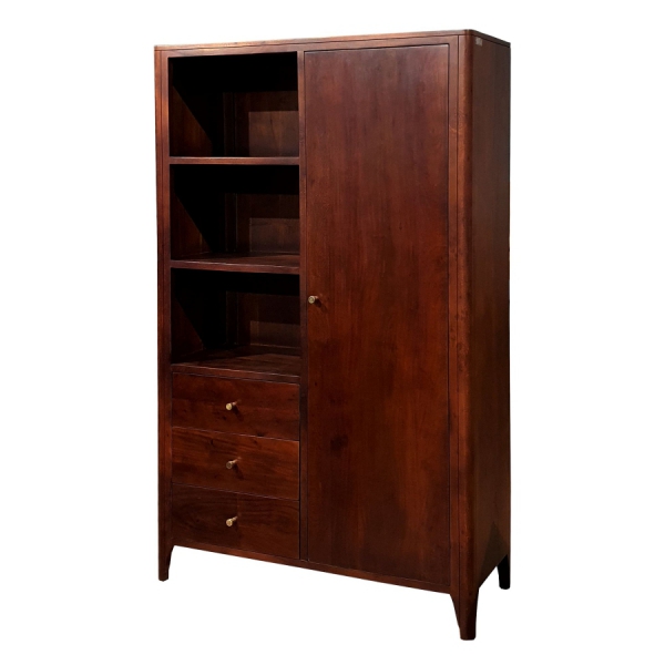 Niedriges, geschlossenes MILANO Regal 100 cm aus Akazienholz in der Farbe WALNUSS