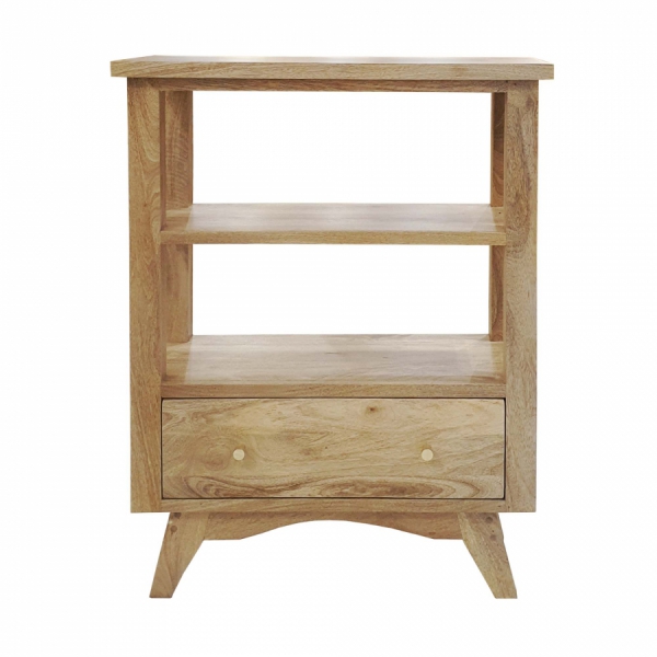 BONN Holzkonsole 70 cm mit Schublade und mangofarbenem Regal – Farbe NATÜRLICH
