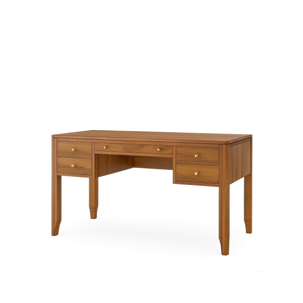 MILANO Büroschreibtisch 140 cm aus Akazienholz in der Farbe AMBER
