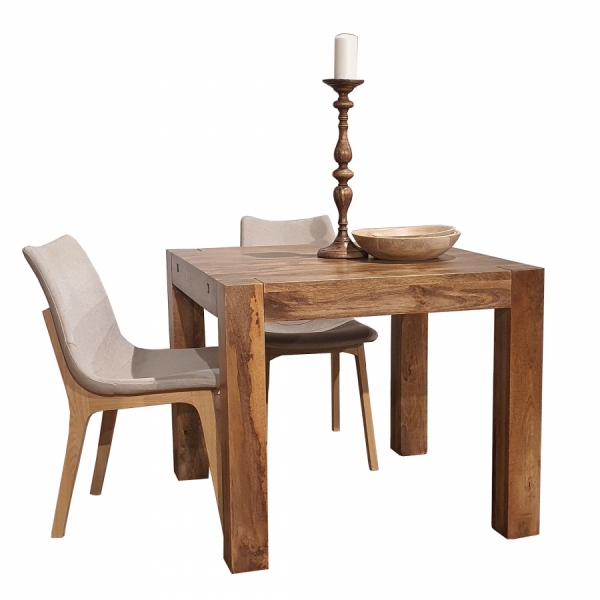 Ein ausziehbarer Holztisch 90x90 Toffee