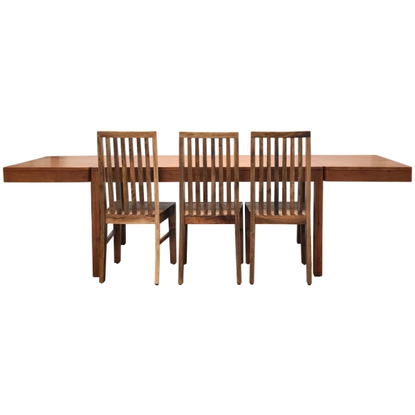 Ausziehbarer Holztisch MILANO 160x90 cm aus Akazie in der Farbe AMBER