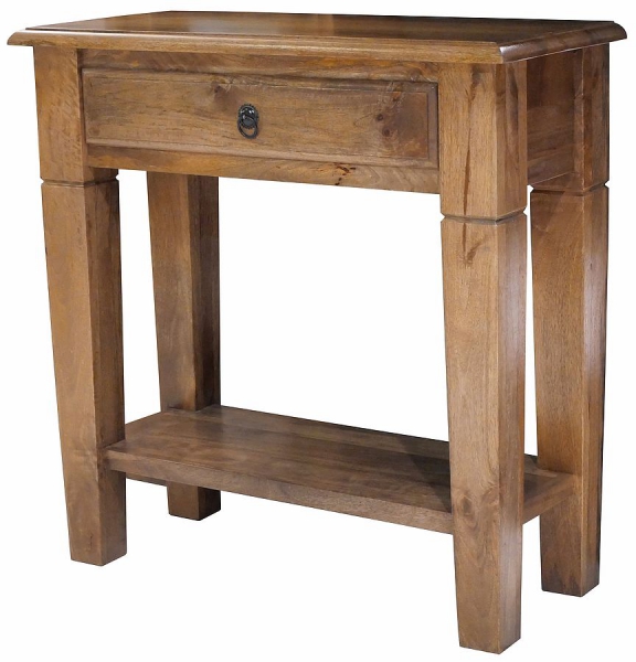 Houten console 80 cm met een toffeekleurige lade