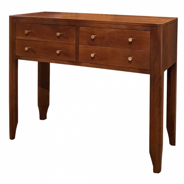 Frisiertisch MILANO 100 cm aus Holz mit Schubladen aus Akazie - Farbe NUSSBAUM