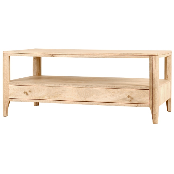 MILANO Couchtisch aus Holz 120x70 cm mit Mangoholz im Farbton NATURA