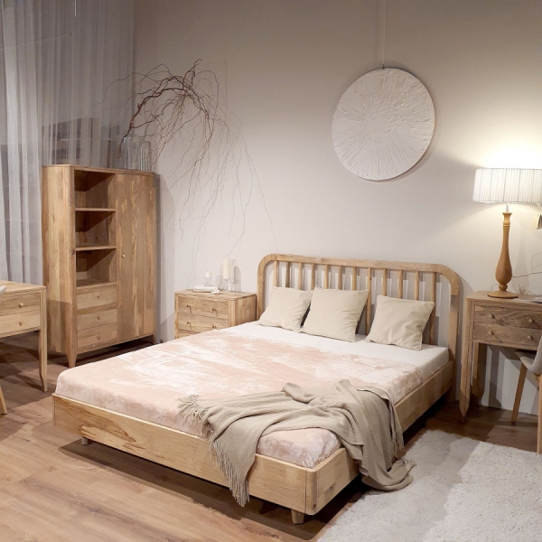 MILANO Holzbett 160x200 cm im Mangoton NATURAL
