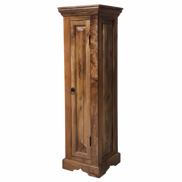 Große NEW YORK Säule aus masywny Mangoholz mit Schrank, 120 cm, TOFFEE