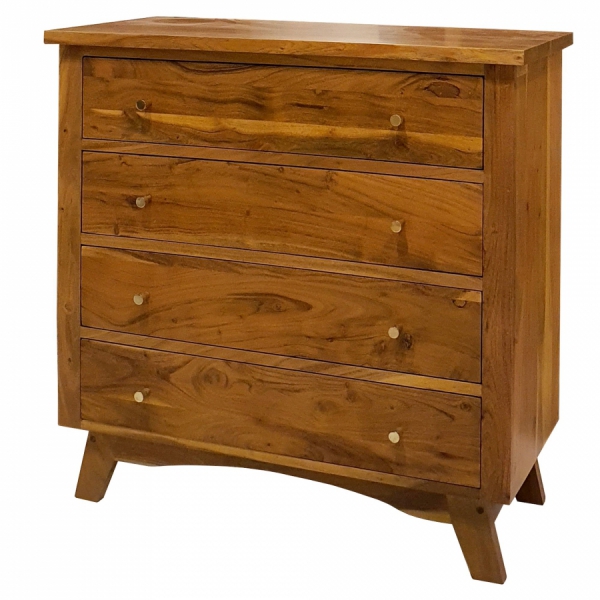 Holzkommode BONN 90 cm mit Schubladen aus Akazie - Farbe JAVA 50