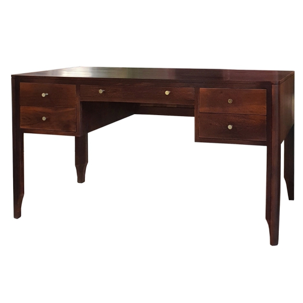 Büroschreibtisch MILANO 140 cm aus Teakholz in der Farbe WALNUT