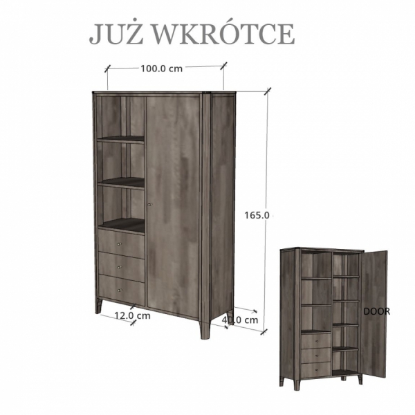 Niedriges, geschlossenes MILANO-Regal 100 cm aus Akazienholz in der Farbe AMBER