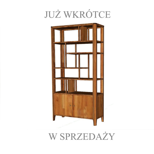 Regał asymetryczny MILANO 100 cm z drewna akacji w odcieniu AMBER