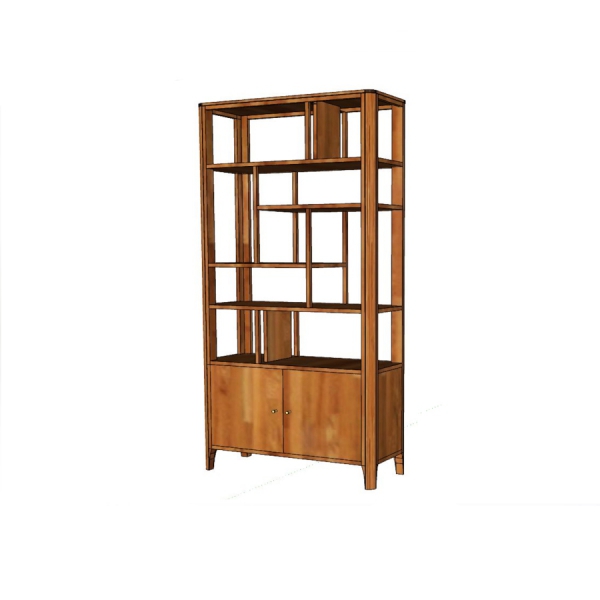 Regał asymetryczny MILANO 100 cm z drewna akacji w odcieniu AMBER