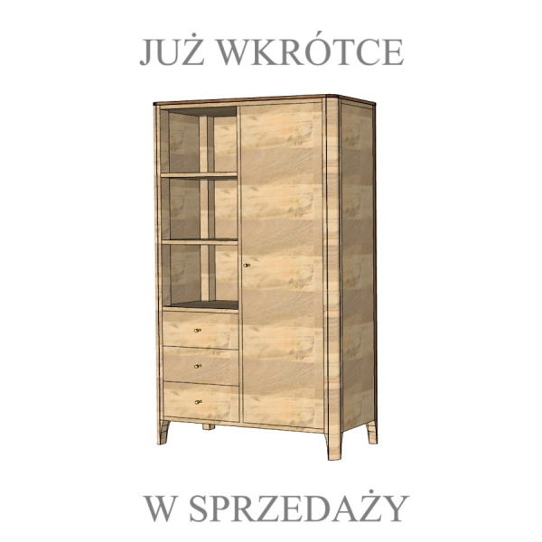 Niedriges, geschlossenes Bücherregal MILANO 100 cm aus Mangoholz in der Farbe NATUR