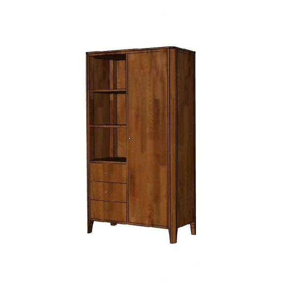 Niedriges, geschlossenes MILANO Regal 100 cm aus Akazienholz in der Farbe WALNUSS