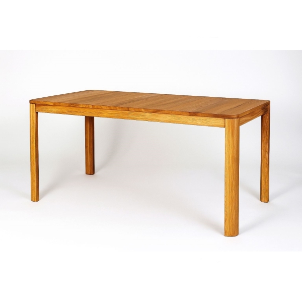 Ausziehbarer Holztisch MILANO 160x90 cm aus Akazie in der Farbe AMBER