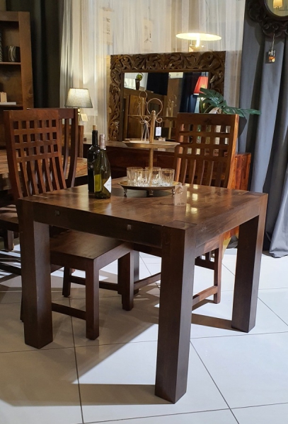 Uitschuifbare tafel 90-190x90cm met mango