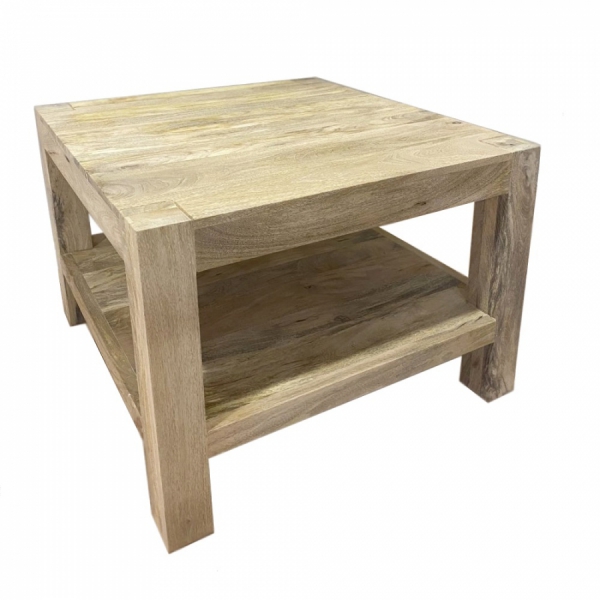 Houten salontafel met plank 80x80, naturel