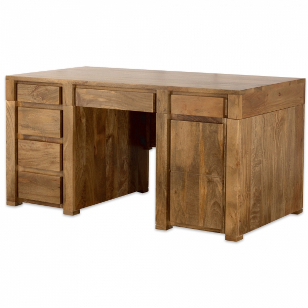 Groot OSLO houten bureau met mangotoffee