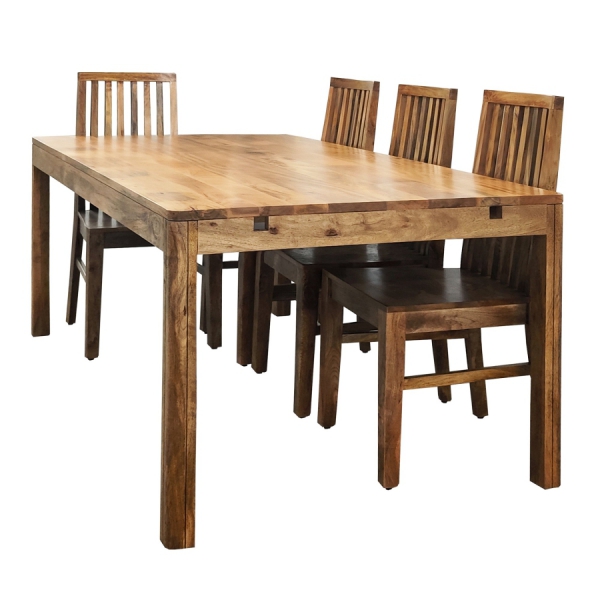 Ausziehbarer Holztisch MILANO 220x120 cm aus mango in der Farbe TOFFI