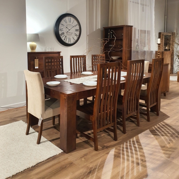 Großer ausziehbarer Tisch 240-360x120 cm aus braunem Holz